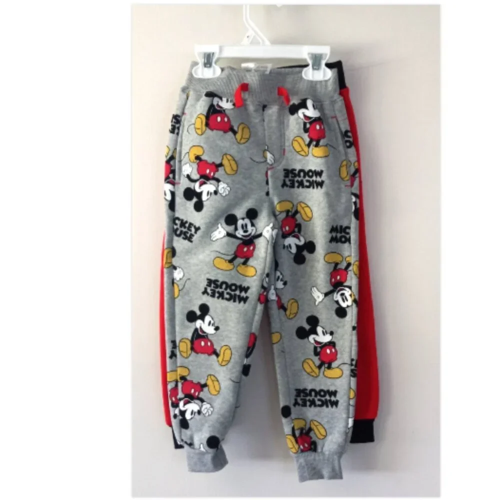 Disney Mickey Mouse Sweatpants Joggers Size 6 (2 pack Lot) Unisex NEW